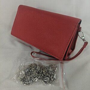 Just Solutions Eye Pocket Red Faux Leather Glasses Phone Case Purse Wrist Strap